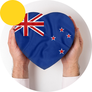 New Zealand heart-shaped flag held in hands